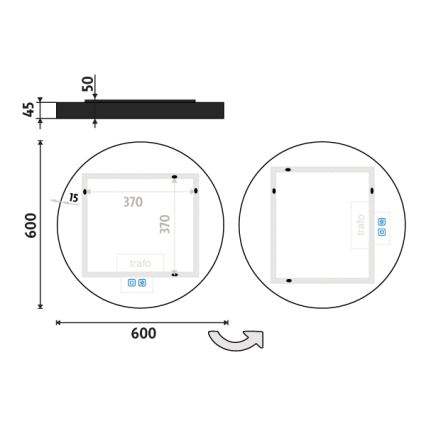 NIMCO ZPC 31000RVX-90 - Himmennettävä kylpyhuoneen LED-taustavalaistu peili LED/20W/230V 3000-6500K halkaisija 60 cm matta musta IP44