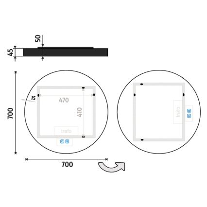 NIMCO ZPC 31001RVX-90 - Himmennettävä kylpyhuoneen LED-taustavalaistu peili LED/22W/230V 3000-6500K halkaisija 70 cm matta musta IP44