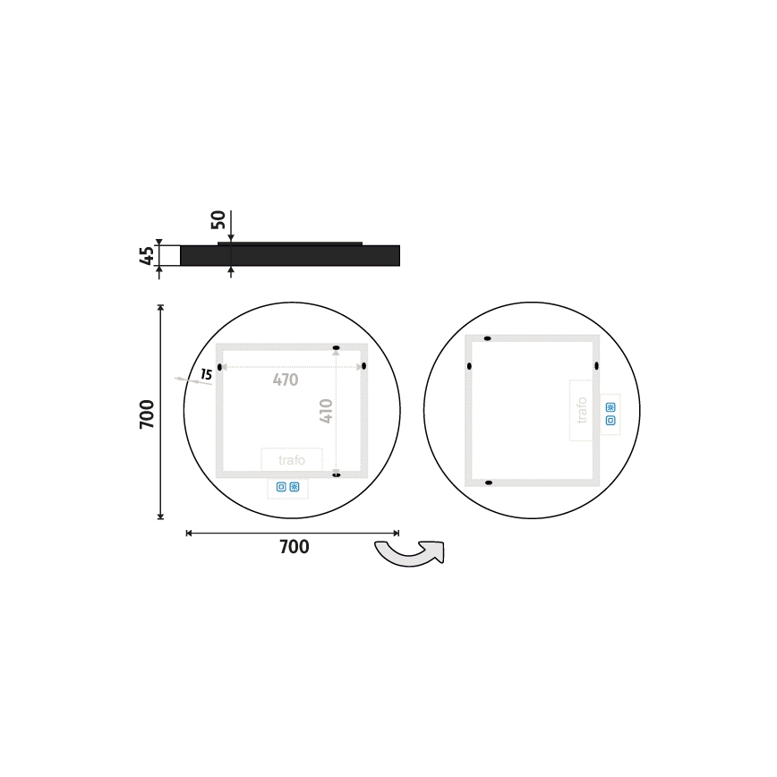 NIMCO ZPC 31001RVX-90 - Himmennettävä kylpyhuoneen LED-taustavalaistu peili LED/22W/230V 3000-6500K halkaisija 70 cm matta musta IP44