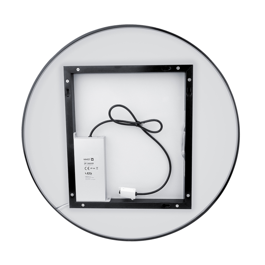 NIMCO ZPC 31002RVX-90 - Himmennettävä kylpyhuoneen LED-taustavalaistu peili LED/26W/230V 3000-6500K halkaisija 80 cm matta musta IP44