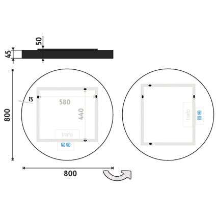 NIMCO ZPC 31002RVX-90 - Himmennettävä kylpyhuoneen LED-taustavalaistu peili LED/26W/230V 3000-6500K halkaisija 80 cm matta musta IP44