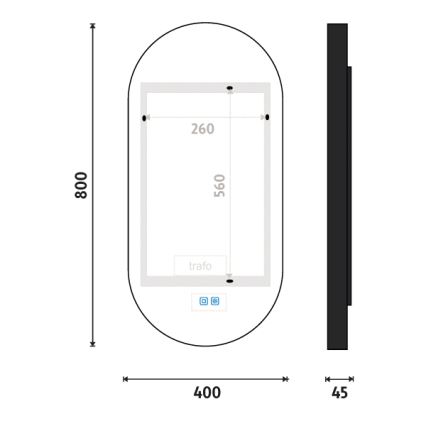 NIMCO ZPC 32002LVX-90 - Himmennettävä kylpyhuoneen LED-taustavalaistu peili LED/25W/230V 3000-6500K 80x40 cm matta musta  IP44