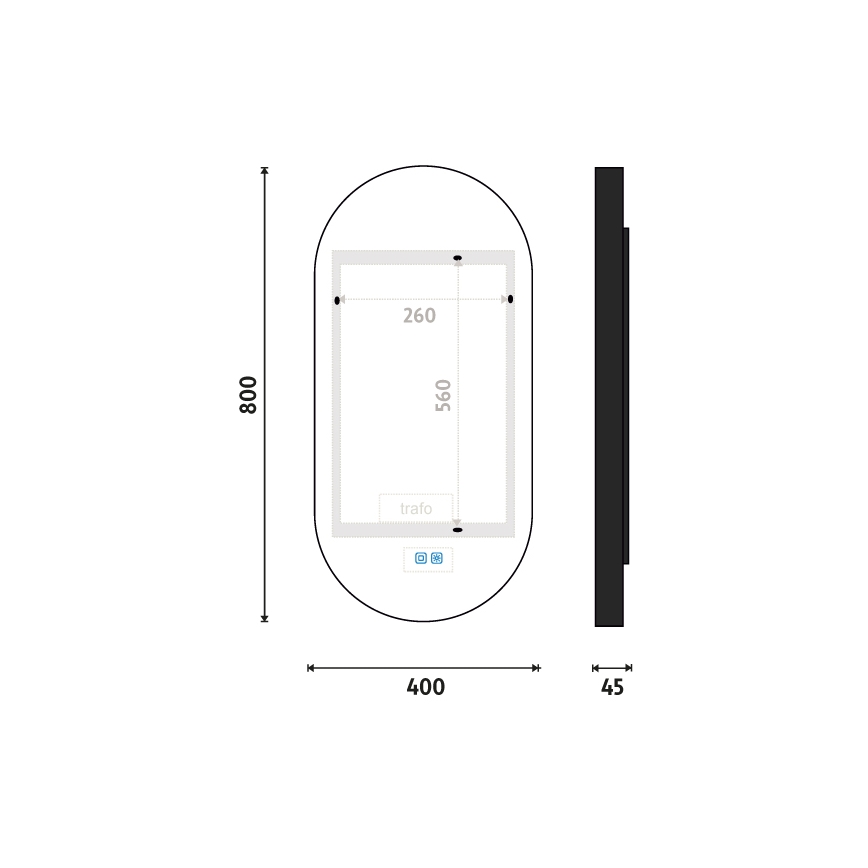 NIMCO ZPC 32002LVX-90 - Himmennettävä kylpyhuoneen LED-taustavalaistu peili LED/25W/230V 3000-6500K 80x40 cm matta musta  IP44