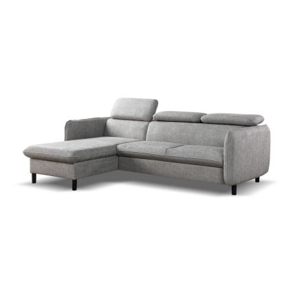 NISA L-muotoinen avattava kulmasohva säilytystilalla, harmaa, vasenkätinen