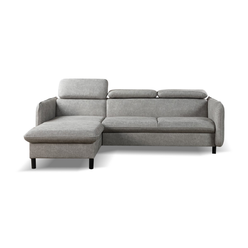 NISA L-muotoinen avattava kulmasohva säilytystilalla, harmaa, vasenkätinen