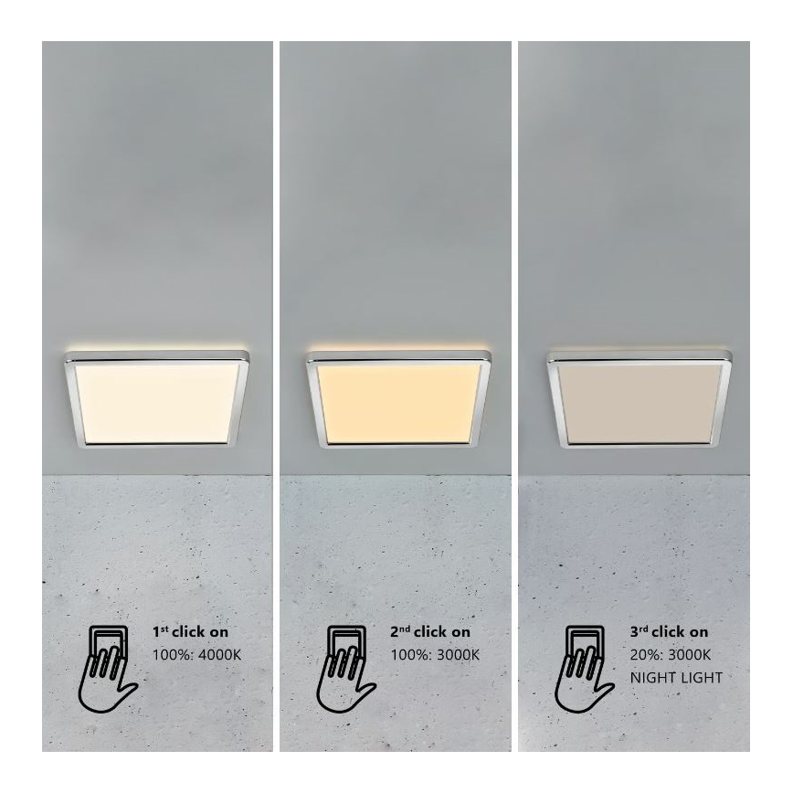 Nordlux - Himmennettävä LED-kattovalaisin kylpyhuoneeseen OJA LED/14,5W/230V 3000/4000K IP54 30x30 cm