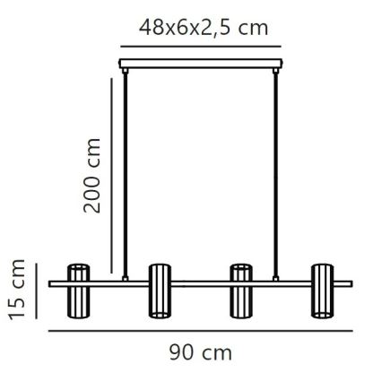 Nordlux - Kattokruunu johdossa ALANIS 4xGU10/15W/230V musta