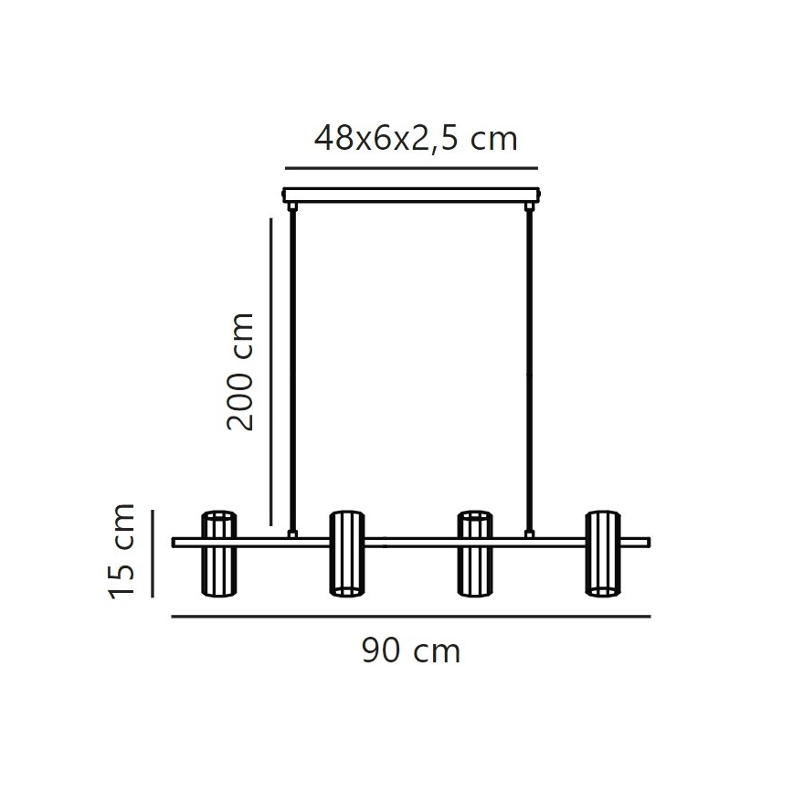 Nordlux - Kattokruunu johdossa ALANIS 4xGU10/15W/230V musta