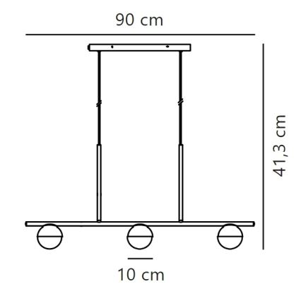 Nordlux - Kattokruunu johdossa CONTINA 3xG9/5W/230V messinki
