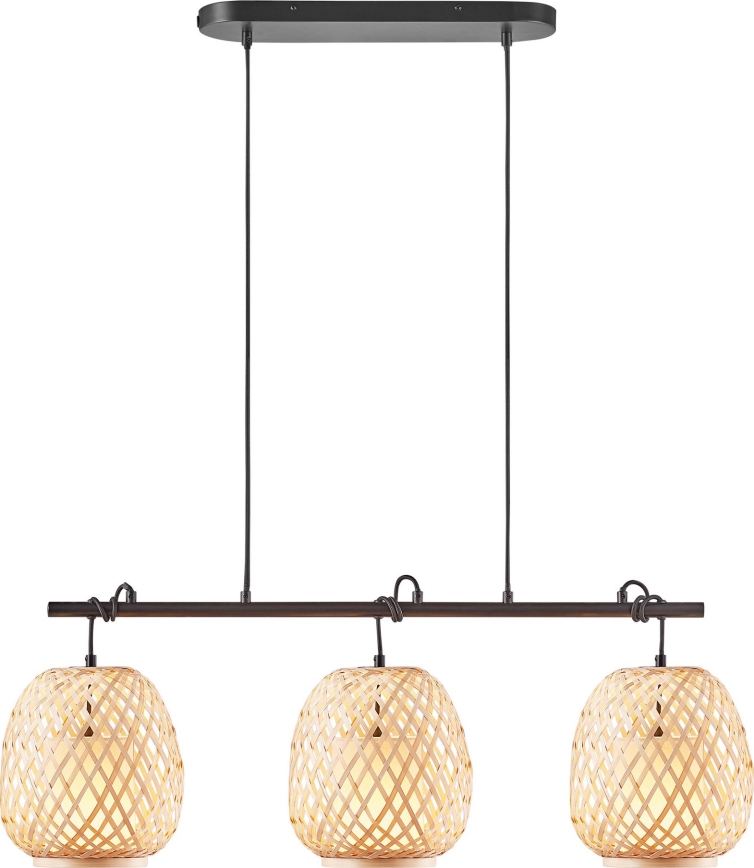 Nordlux - Kattokruunu johdossa HISOKA 3xE27/40W/230V musta/bambu