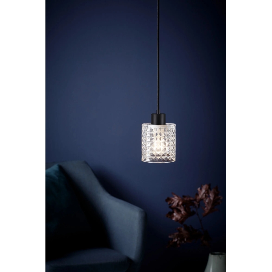Nordlux - Kattokruunu johdossa HOLLYWOOD 1xE27/60W/230V läpinäkyvä