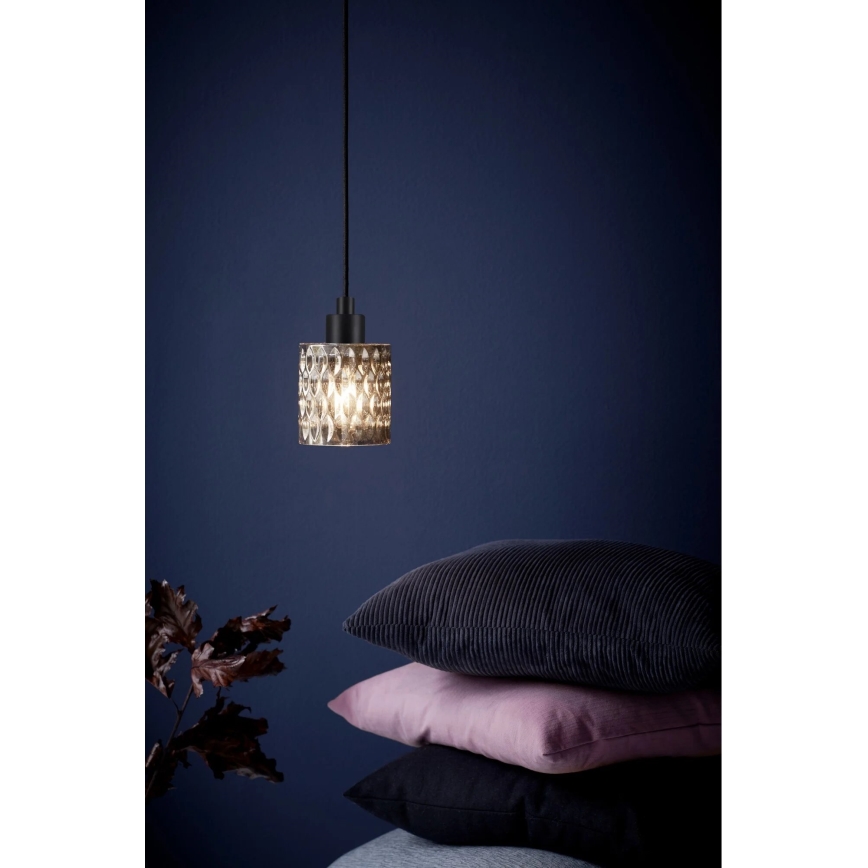 Nordlux - Kattokruunu johdossa HOLLYWOOD 1xE27/60W/230V halkaisija 10,8 cm savuinen