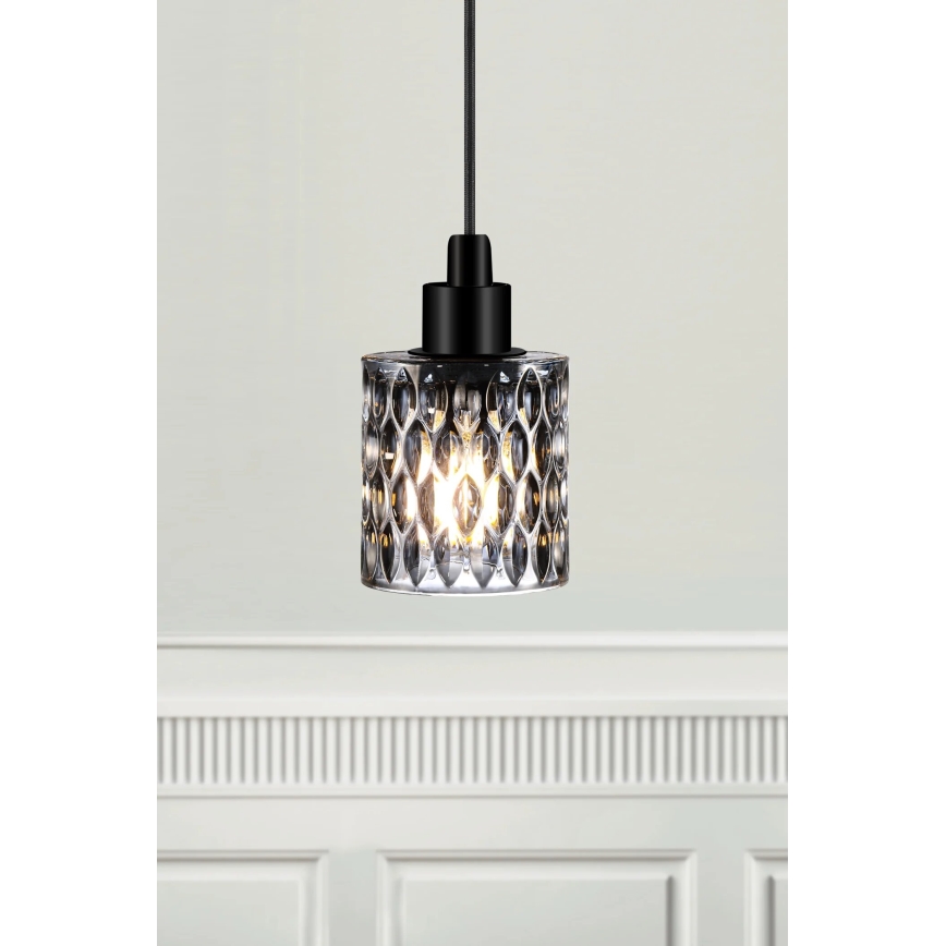 Nordlux - Kattokruunu johdossa HOLLYWOOD 1xE27/60W/230V halkaisija 10,8 cm savuinen