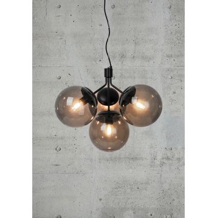 Nordlux - Kattokruunu johdossa IVONA 4xE27/28W/230V musta