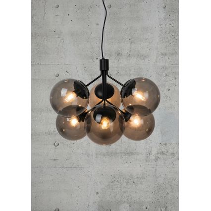 Nordlux - Kattokruunu johdossa IVONA 6xE27/28W/230V musta
