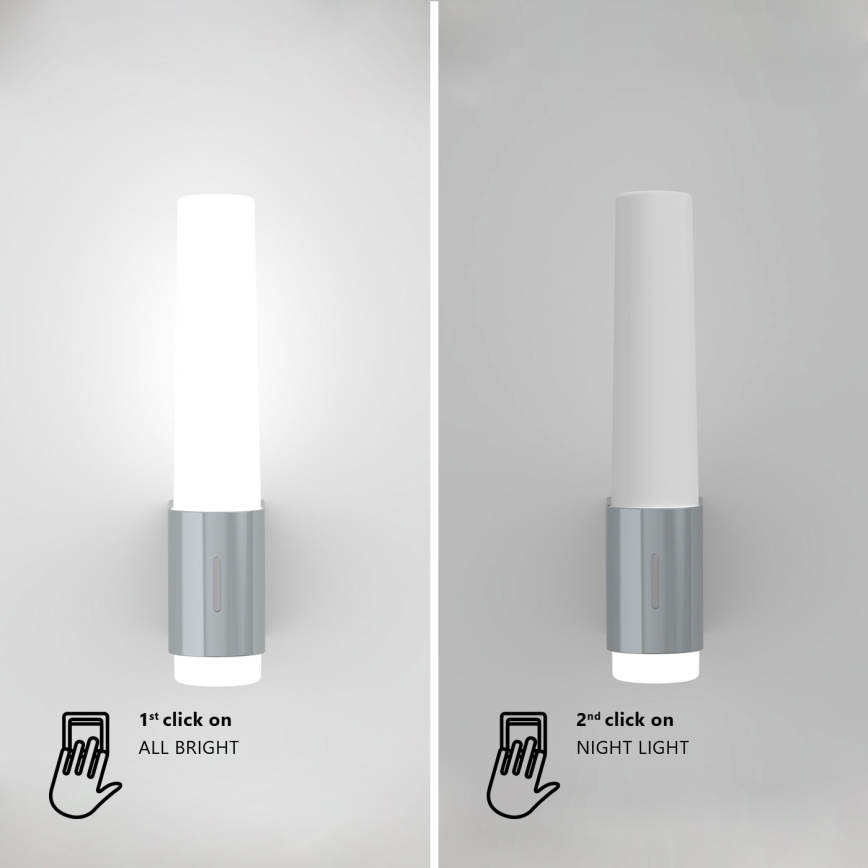 Nordlux - LED Himmennettävä kylpyhuoneen seinävalaisin HELVA LED/6,8W/230V IP44 CRI 90 kiiltävä kromi