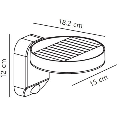 Nordlux - LED-seinäaurinkovalaisin anturilla RICA LED/5W/3,7V IP44 pyöreä