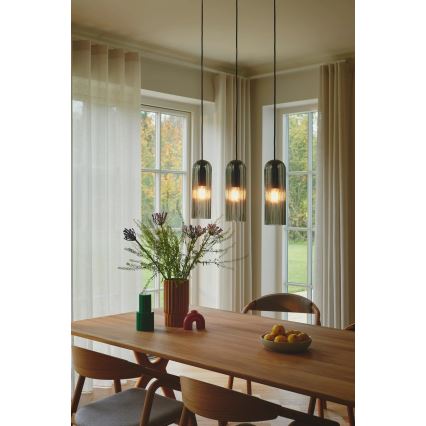 Nordlux - Riippuvalaisin kaapelilla MIELLA 3xE27/25W/230V musta/savunharmaa