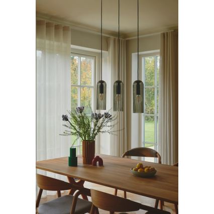 Nordlux - Riippuvalaisin kaapelilla MIELLA 3xE27/25W/230V musta/savunharmaa