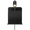 Nordlux - Seinään kiinnitettävä kohdevalaisin hyllyllä ja USB-liitännällä ROOMI 1xGU10/8W/230V musta