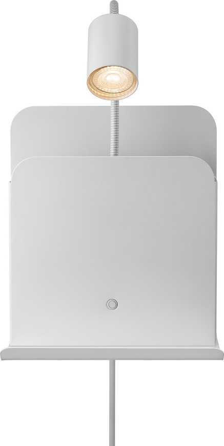 Nordlux - Seinäkohdevalo hyllyn kanssa ja USB ROOMI 1xGU10/8W/230V valkoinen