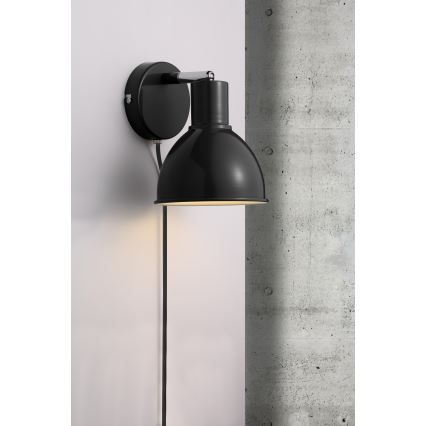 Nordlux - Seinäkohdevalo POP 1xE27/18W/230V musta/kiiltävä kromi