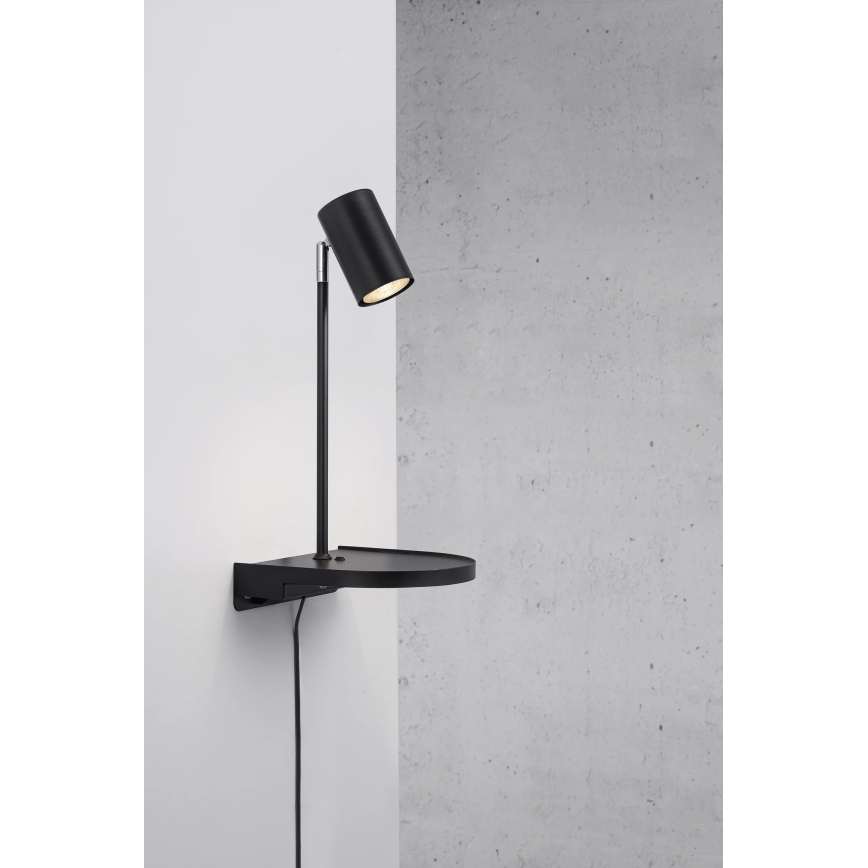 Nordlux - Seinävalaisin hyllyllä CODY 1xGU10/15W/230V musta