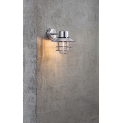 Nordlux - Ulkoseinävalaisin BLOKHUS 1xE27/60W/230V IP54 hopea