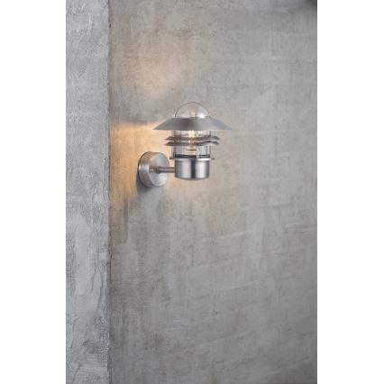 Nordlux - Ulkoseinävalaisin BLOKHUS 1xE27/60W/230V IP54 hopea
