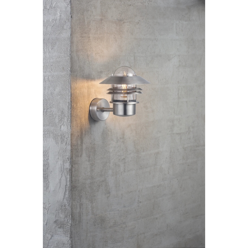 Nordlux - Ulkoseinävalaisin BLOKHUS 1xE27/60W/230V IP54 hopea