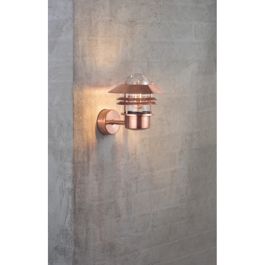 Nordlux - Ulkoseinävalaisin BLOKHUS 1xE27/60W/230V IP54 kupari