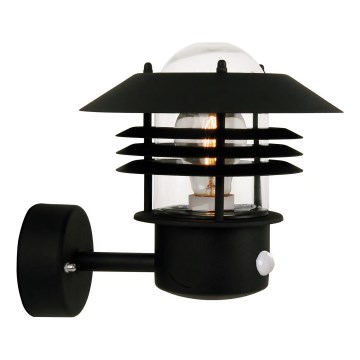 Nordlux - Ulkoseinävalaisin liiketunnistimella VEJERS 1xE27/60W/230V IP54 hopea