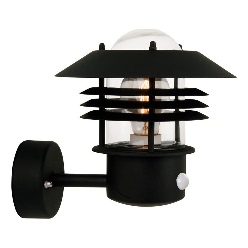 Nordlux - Ulkoseinävalaisin liiketunnistimella VEJERS 1xE27/60W/230V IP54 hopea