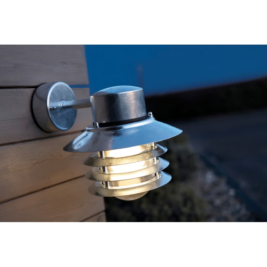 Nordlux - Ulkoseinävalaisin VEJERS 1xE27/60W/230V IP54, hopea