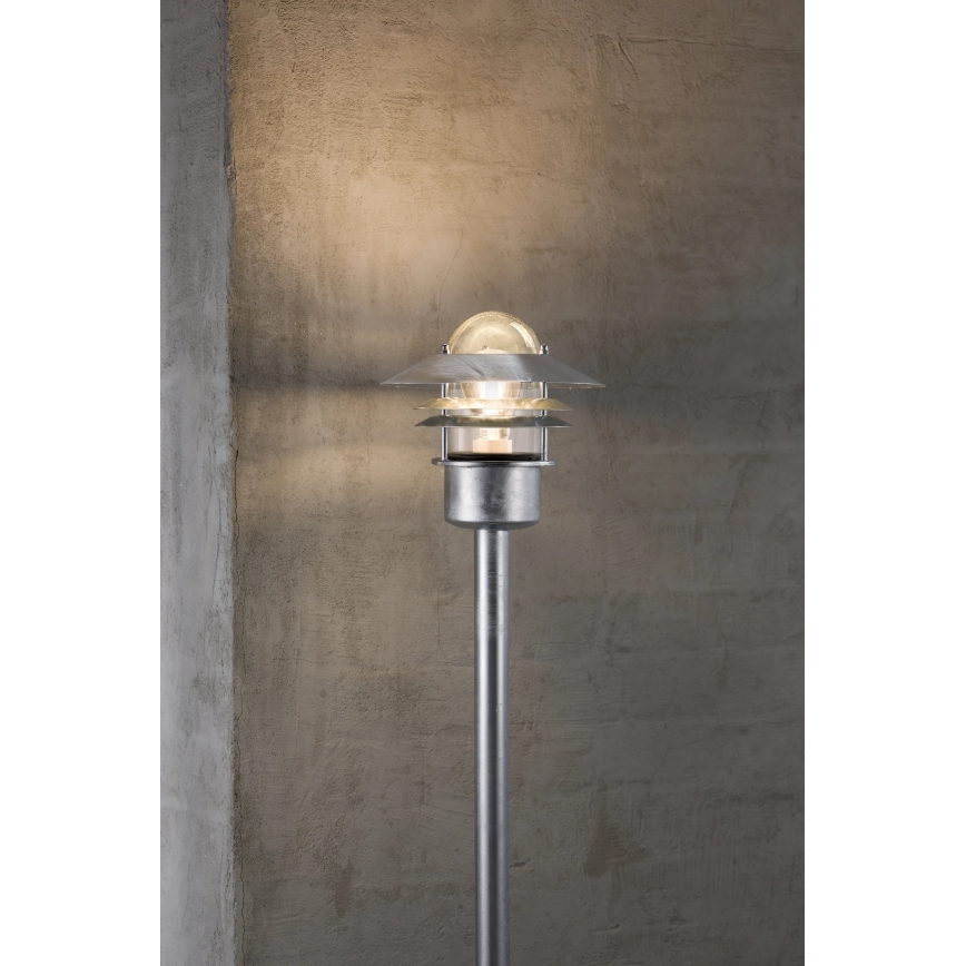 Nordlux - Ulkovalaisin BLOKHUS 1xE27/60W/230V IP54 hopea 92 cm