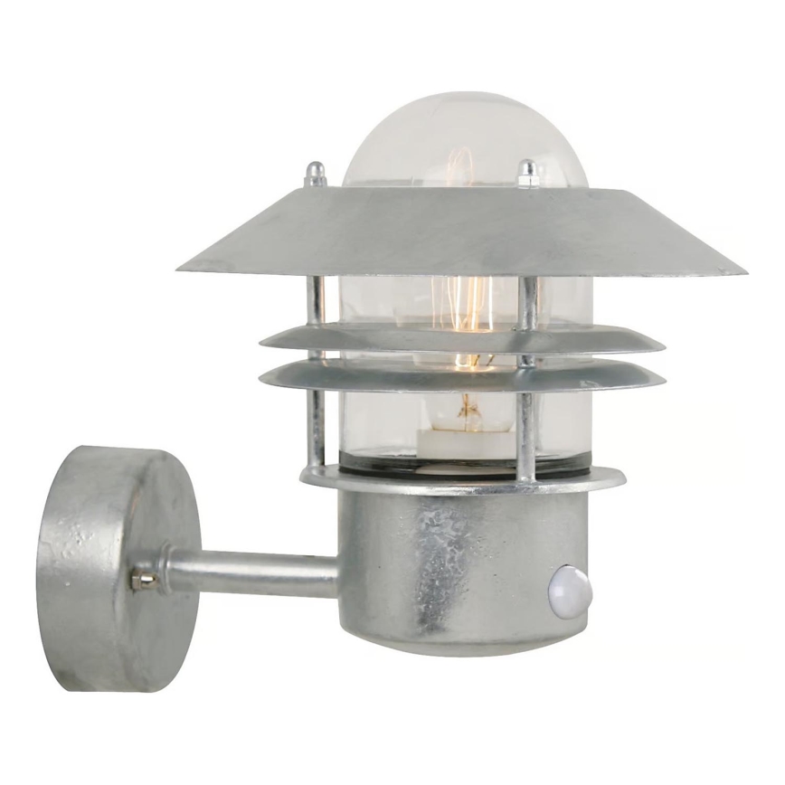 Nordlux - Ulkovalo anturilla BLOKHUS 1xE27/60W/230V IP54