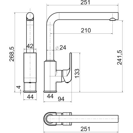 Novaservis - Keittiöhana NOBLESS SHARP kiiltävä kromi