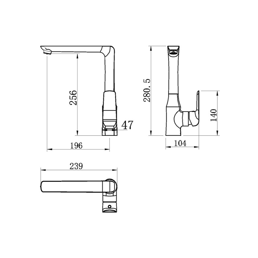 Novaservis - Keittiöhana NOBLESS TINA musta