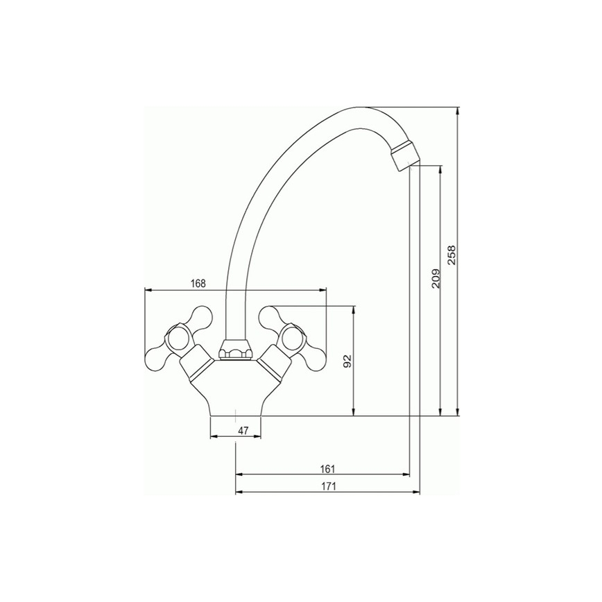 Novaservis - Keittiöhana TITANIA RETRO, kiiltävä kromi