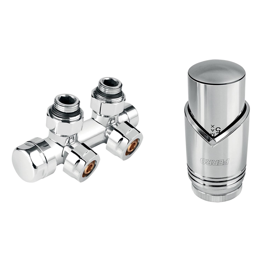 Novaservis - Keskiliitäntäinen kulmapatterisarja, kiiltävä kromi