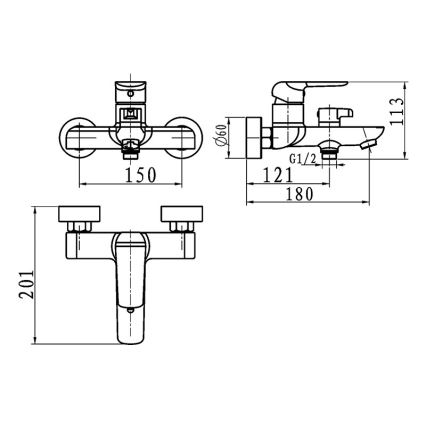 Novaservis - kylpyammehana NOBLESS TINA kiiltävä kromi