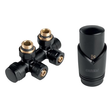 Novaservis - Musta kulma-asennussarja pattereille keskiliitännällä