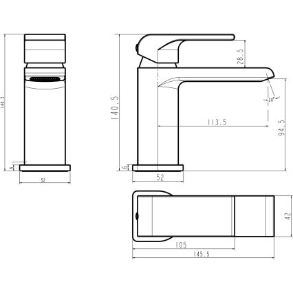 Novaservis - NOBLESS SHARP pesuallashana, kiiltävä kromi