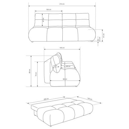 NUORO avattava 3-paikkainen sohva säilytystilalla, vihreä