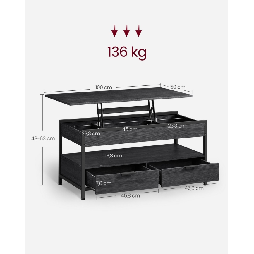 NYRO nostettava sohvapöytä, musta