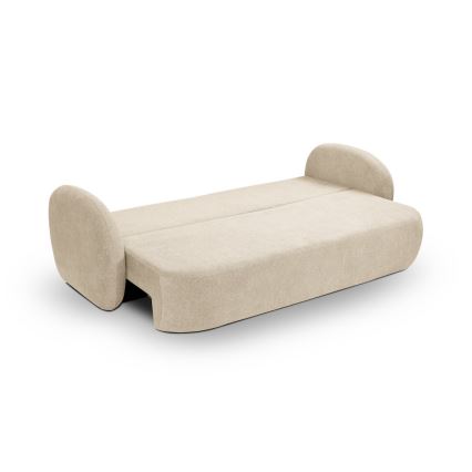 Kolmikäyttöinen beige OLBIA 3-istuttava vuodesohva
