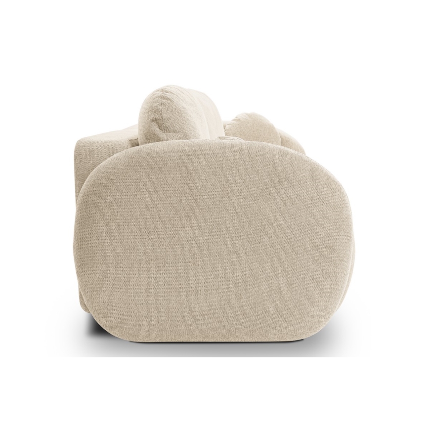 Kolmikäyttöinen beige OLBIA 3-istuttava vuodesohva