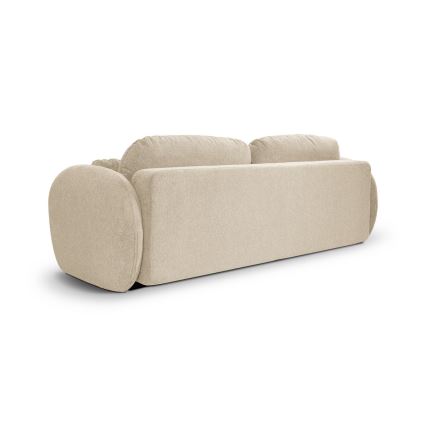 Kolmikäyttöinen beige OLBIA 3-istuttava vuodesohva