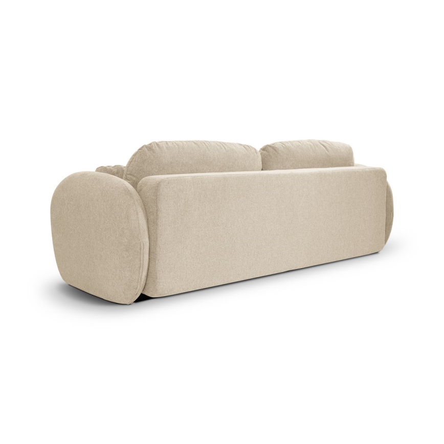 Kolmikäyttöinen beige OLBIA 3-istuttava vuodesohva