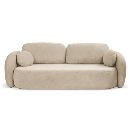 Kolmikäyttöinen beige OLBIA 3-istuttava vuodesohva